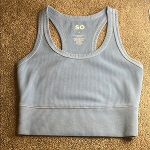 SO Sky Blue Ribbed Racerback Top